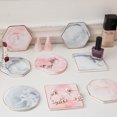 thumbnail image 4 of Ceramic Coaster Luxury Marble Pattern Electroplate Gold Line Porcelain Mats Table Decoration Accessories Kitchen Tool, 4 of 7