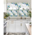 thumbnail image 4 of Blue Hydrangea Swag Curtains for Living Room/Bedroom Windows, Farmhouse Butterfly Spring Floral Kitchen Curtains and Valances Set 36 Inch Length, Light Filtering Swags Valance Curtain Panels, 4 of 5