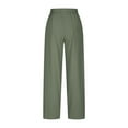 thumbnail image 4 of Qulqfy Womens Cotton Linen Pants Travel Casual Wide Leg High Waist Green Baggy Pull-On Pants L, 4 of 7