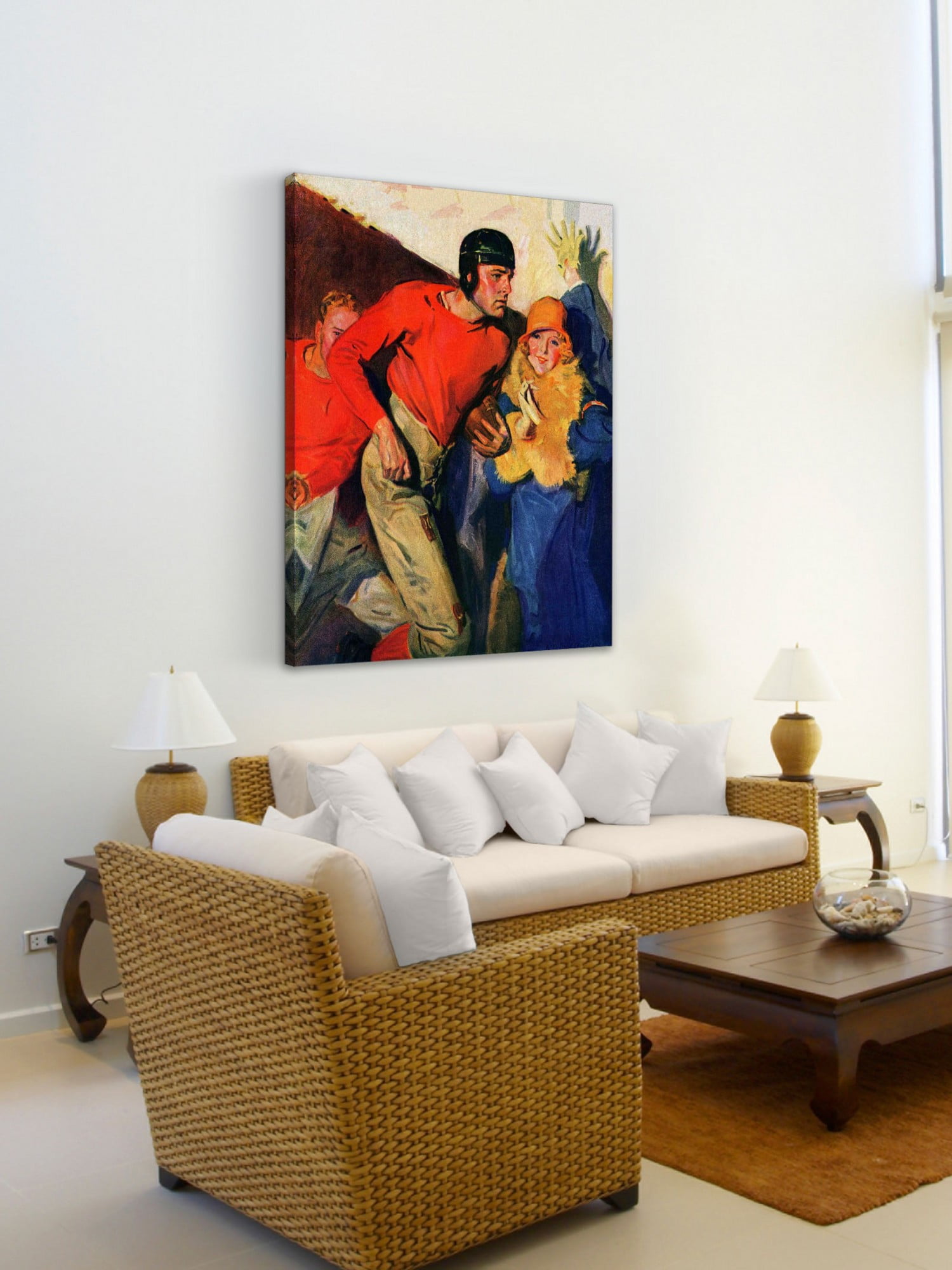 Marmont Hill Football Player and Fan by McClelland Barclay Painting Print on Canvas
