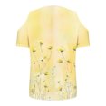 thumbnail image 5 of Shirts for Women Short Sleeved V-Neck Off Shoulder Printing Top Yellow M, 5 of 6
