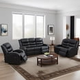 thumbnail image 6 of Aukfa 73" Triple Recliner Chair Overstuffed 3 Seater RV Sofa, Home Theater Seating, Leather, Black, 6 of 10