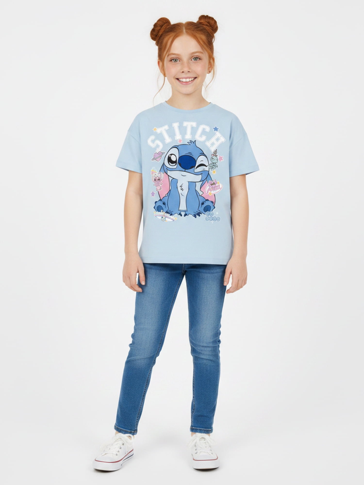Lilo & Stitch Girls' Graphic Tee with Short Sleeves, Sizes 4-16