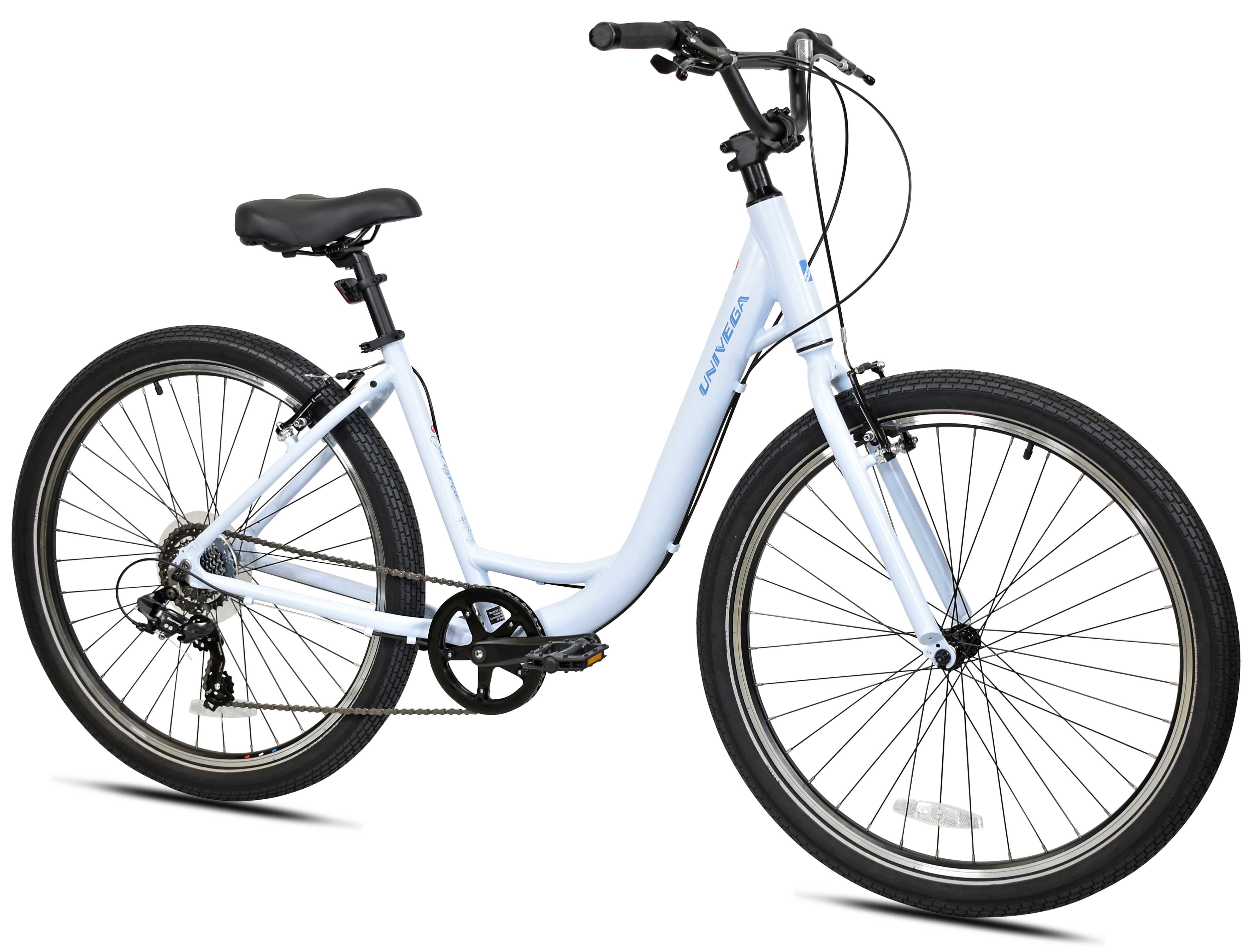 27.5" Univega Carisma Step Thru Comfort Hybrid Adult Bicycle, Small Frame, Fits Rider 5'2" - 5'6", Unisex, Light Blue