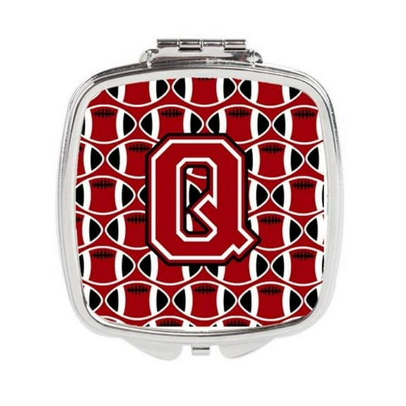 Carolines Treasures  Letter Q Football Red - Black & White Compact Mirror