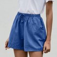 thumbnail image 5 of Cmfcve Women's Shorts Plus Size Elastic Waist Thin Gym Shorts Drawstring Pockets Linen Shorts, 5 of 7
