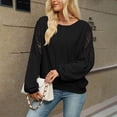 thumbnail image 5 of Bxsruta Womens Long Sleeve Tops Crew Neck Lace Patchwork Loose Casual Pullover Blouses, 5 of 8
