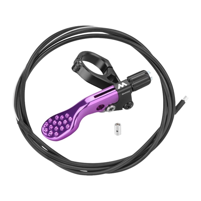 Palanca de Control remoto cuentagotas para tija de sillín de bicicleta con cable y tapa final para deportes Púrpura