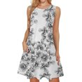 thumbnail image 1 of RWJDXD Robe d'Été Ample et Confortable pour Femmes Col Rond Manches Courtes Motif Floral Jupe Sans Manches Été Jupe Ample Respirante Robe de Soirée pour Femmes, 1 of 7