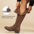 thumbnail image 3 of LOVE STEETLY Women's Knee High Chunky Heel Boots, Side Zipper Round Toe Faux Leather Casual Buckle Comfort Versatile Boot., 3 of 6