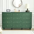 thumbnail image 5 of YOCWO 12 Drawer Fluted Dresser for Bedroom, Mid Century Chest of Drawers with Arc Edge, Wood Storage Large Dresser Organizer for Bedroom Living Room Hallway Closet, Green, 5 of 7