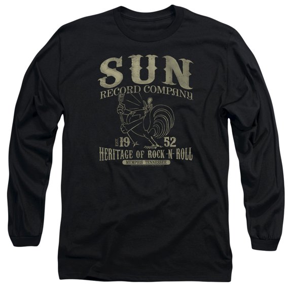 Sun Records Rockabilly Bird Long Sleeve Adult 18/1 T-Shirt Black