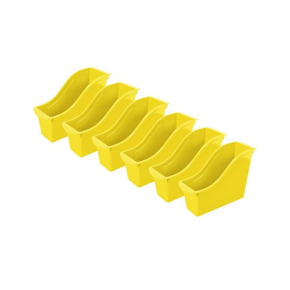 Storex Small Book Bin, Yellow, Pack of 6