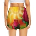 thumbnail image 4 of Xecao's Rose Psychedelic for a double-layer running short for women, perfect for gym, tennis, and more, featuring a convenient pocket., 4 of 9