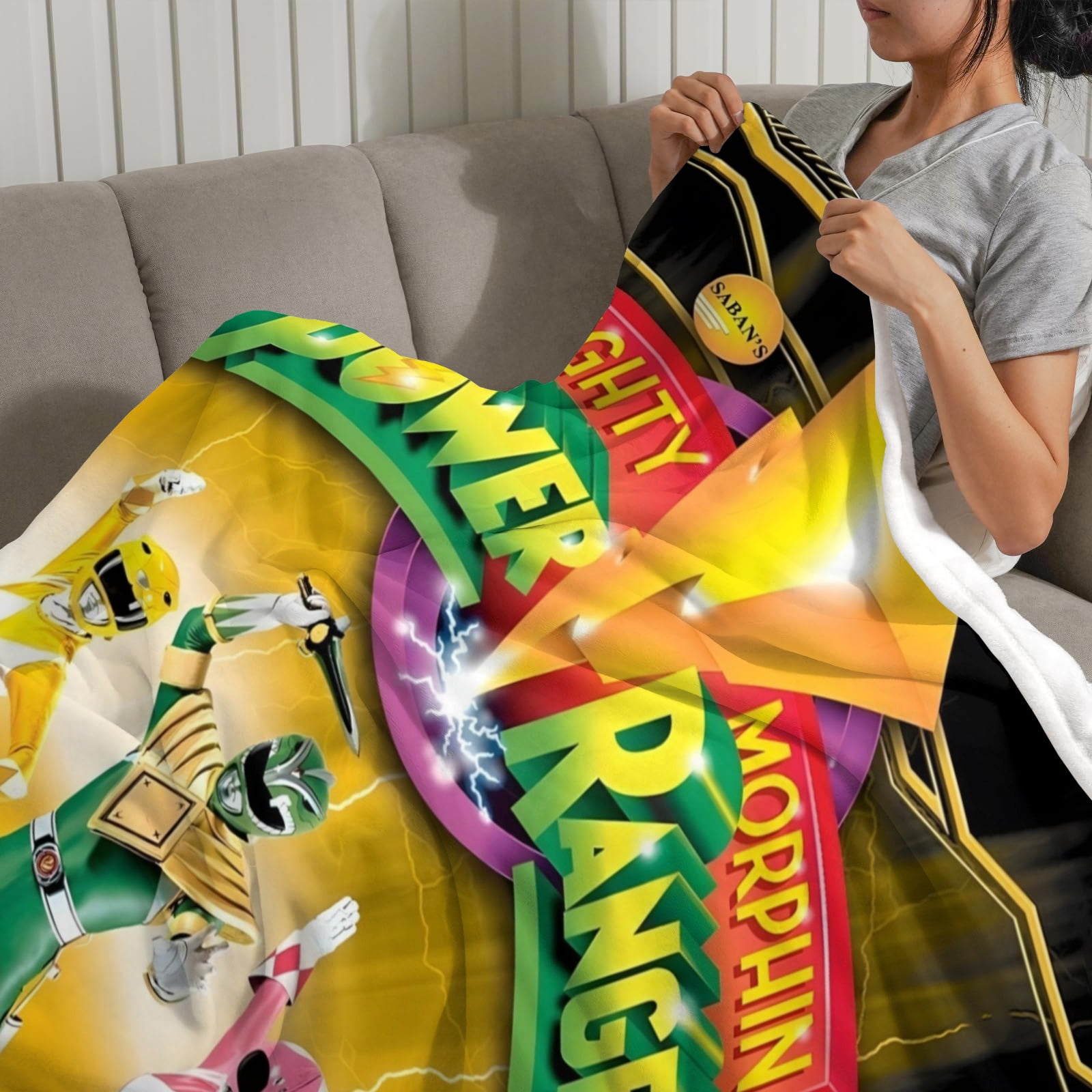 Mighty Morphin Power Rangers Throw Blanket for Kids and Adults Soft and Cozy Blankets Gifts 50x60 Inch