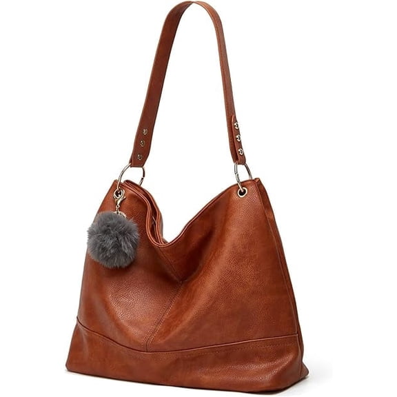 GAEKEAO Leather Crossbody Handbags for Women, Large Shoulder Purse with Adjustable Strap, Brown