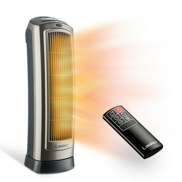 Lasko 23" 1500W Oscillating Ceramic Space Heater with Timer, Remote, Silver, 755320, New