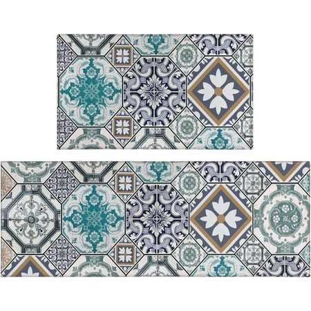 

Boho Kitchen Mats for Floor Set of 2 Anti Fatigue Mats for Kitchen Floor Comfort Standing Bohemian Kitchen Rugs and Mat Non-Slip Cushioned Anti Fatigue Rug 17 X 47 + 17 X 30