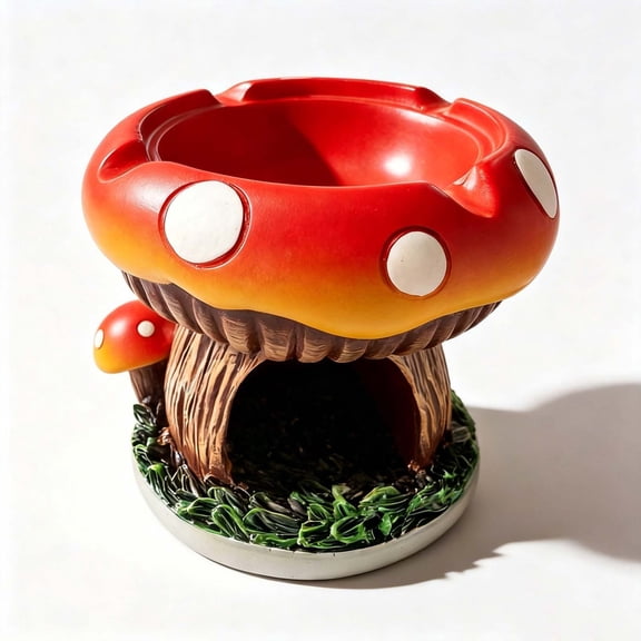 Homellea Mushroom Bird Feeder, 4.53 Inch Resin Mushroom House Bird Feeding Bowl, Whimsical Garden Statue Decor for Patio, Yard, Porch, Balcony, Fairy Garden and Outdoor Lawn Decor