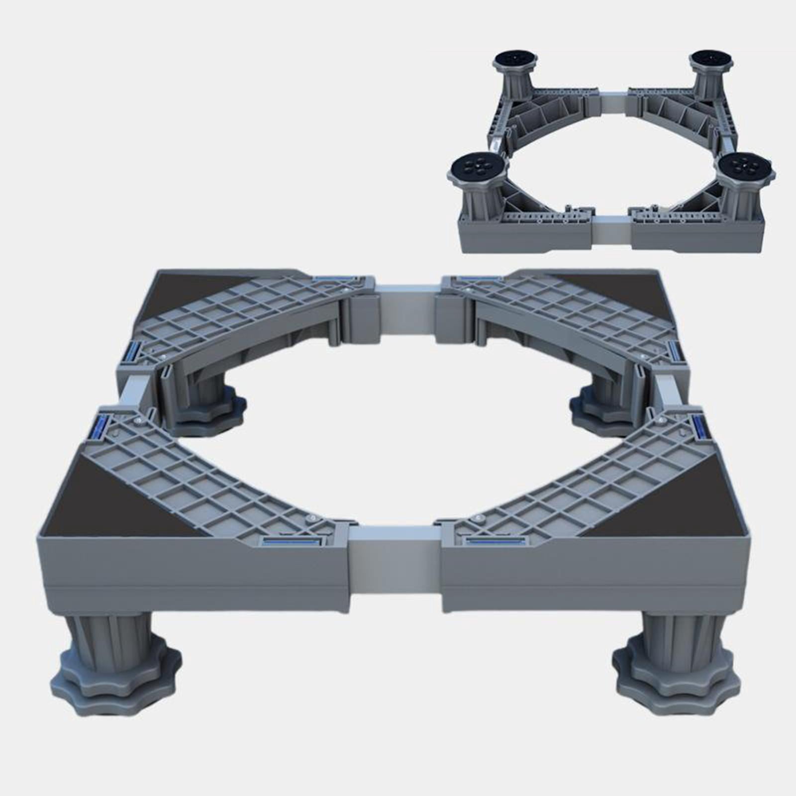 4 Feet Refrigerator Stand Adjustable Washing Machine Stand Support Bracket Base, Up to 70kg Load Gray