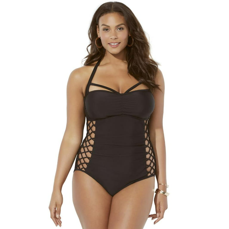 Women's Sexy Size Ashley Graham CEO Lace Up One Piece Swimsuit - Walmart.com