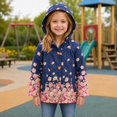 thumbnail image 2 of Sewkxo Toddler Rain Jacket Waterproof Hooded Rain Coats for Girls Windbreaker Outwear,Navy 110, 2 of 6