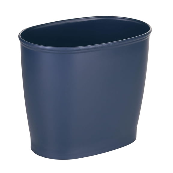 Slim Plastic Bathroom Trash Can, Navy Blue