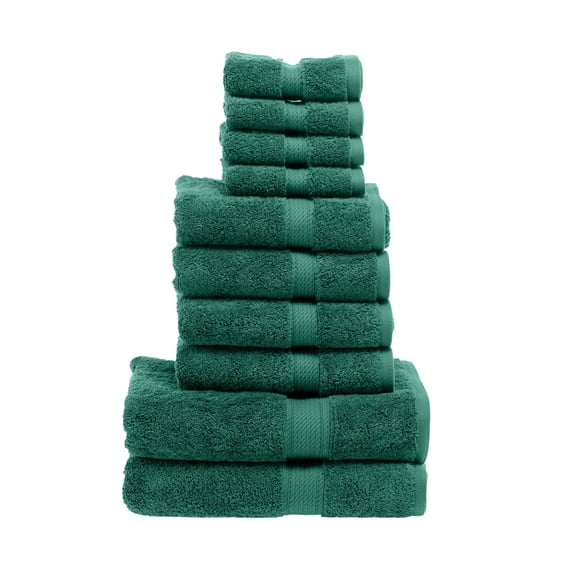 900 GSM Egyptian Cotton Solid 10-Piece Towel Set Teal