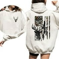 thumbnail image 3 of Deer Hunting Hoodie – Double Sided American Flag Camo Pullover with Buck Head Silhouette, Fall Southern Hoodie for Country Hunters and Outdoor Life, 3 of 7