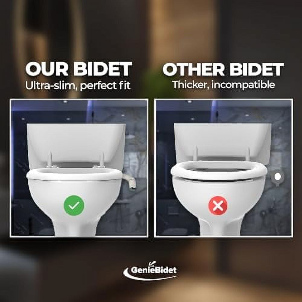 Bidet Attachment for Toilet - Ultra-Slim Left Handed Hygienic Bidet Attachment For Existing Toilets - Bidet Toilet Seat Attachment with Pressure Controls - Travel Bidet Included