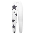 thumbnail image 4 of GA WEIHUA Saving,Women's High Waisted Drawstring Waist Sweatpants Star Print Wide Leg Hiking Joggers Casual Sweatpant with Pockets(White,Medium), 4 of 5