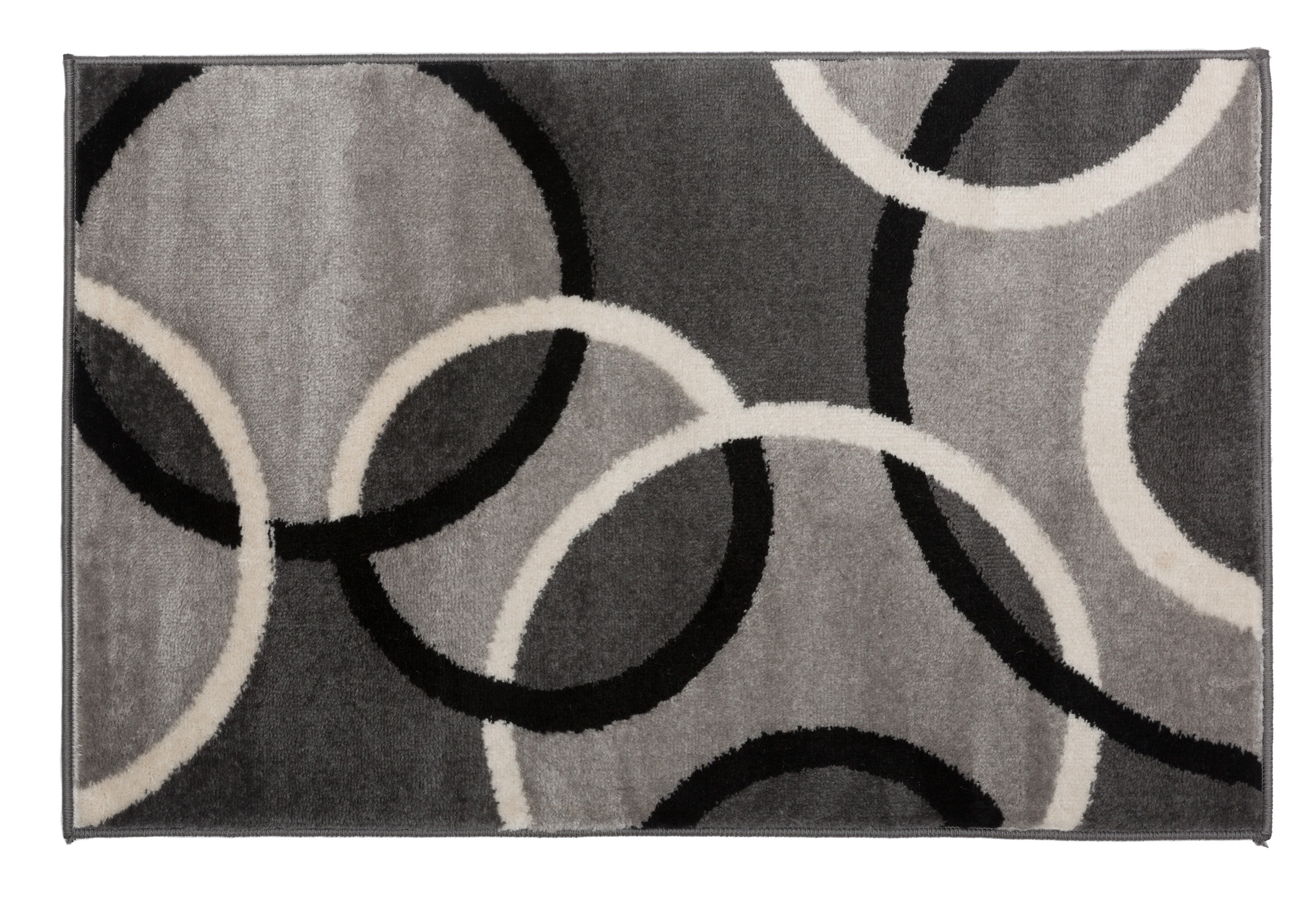 Contemporary Abstract Circles Area Rug 2' x 3' Gray