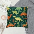 thumbnail image 2 of Shangniulu 18X18 Inch Throw Pillow Cover Polyester Color Dino with Cartoon Dinosaurs Party and Children Room Colorful Animal Cushion Two Sides Pillow Case Square for Home, 2 of 5