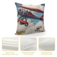 thumbnail image 4 of Nawypu Pillow Covers Biplane Bon Voyage Throw Pillow Covers Square Pillow Case Sofa/Couch Cushion Covers Zipper Pillow Protector for Bedroom Living Room, 4 of 5