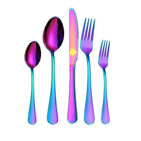 

5 Piece Silverware Set Service for 1 Premium Stainless Steel Flatware Set Cutlery Utensil Set Durable Home Kitchen Eating Tableware Set Include Fork Knife Spoon Set Dishwasher Safe