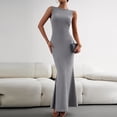 thumbnail image 2 of Enjoytime Dresses for Women Crew Neck Sleeveless Textured Bodycon Maxi Dress Slim Flare Hem Elegant Party Dress, 2 of 8