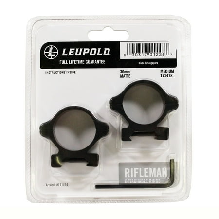 UPC: 0030317012267 | Leupold 171478 Rifleman Ring Set 30mm Diam Medium Aluminum Black Matte
