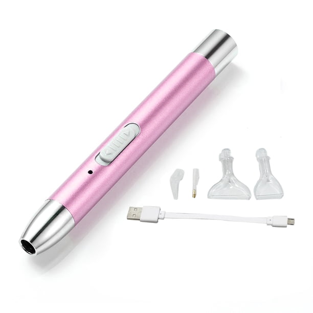 Irfora Nuevo bolígrafo de pintura de diamante para bricolaje, punto de carga USB, bolígrafo de punta en polvo brillante con luz para manualidades de pintura, (5 puntas de punta) Irfora Pluma de taladro de punta