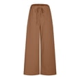 thumbnail image 4 of Lenpel Women's Culottes Pants Flowy Drawstring High Rise Wide Leg Pants Lightweight Lounge Beach Palazzo Trousers, 4 of 5