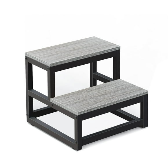 Taburete LIANTRAL, 2 peldaños, madera, muy resistente, gris