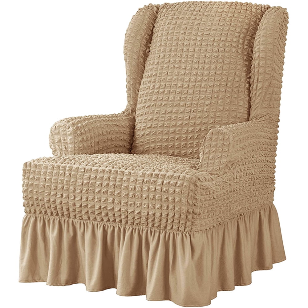 Stretch Wing Chair Cover Skirt Style Wingback Slipcover 1 Piece