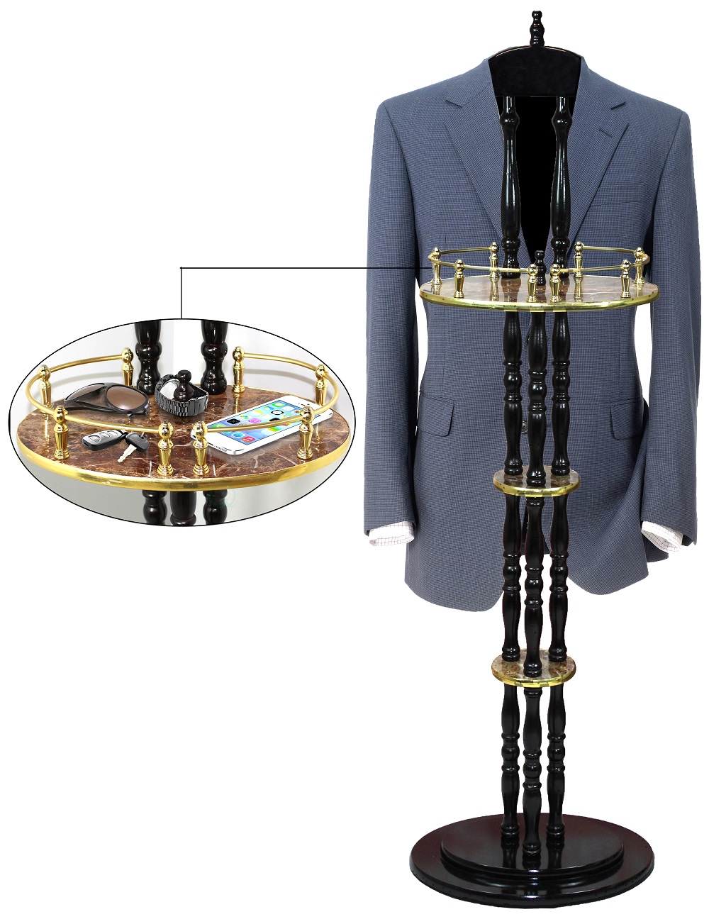 Extra Tall Espresso Wooden Valet Stand, 54&quot; Tall - Walmart.com