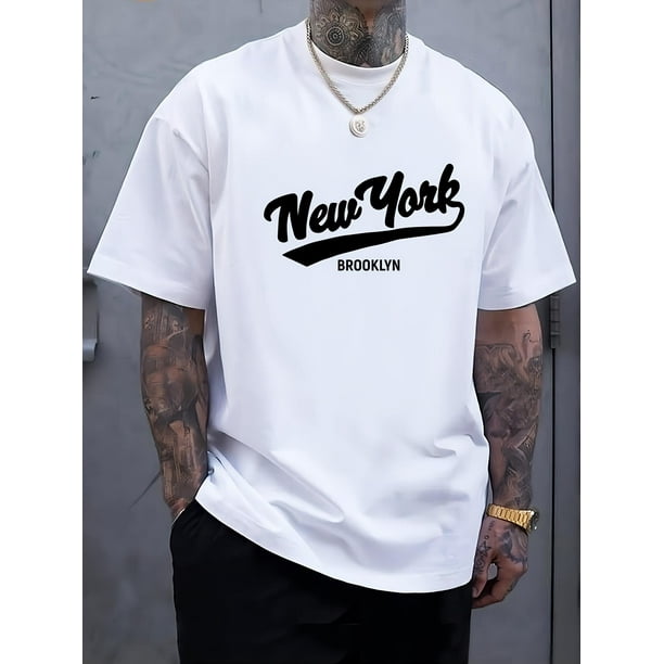 1 piece, 100% cotton T-shirt, NEW YORK printed top, high-quality breathable material, sweat absorption and skin friendly, everyday everything