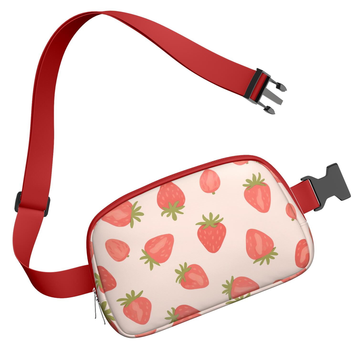 Fanny Pack Strawberry Fruit Belt Bag Sporty Waist Pack for Women Casual Waist Packs with Adjustable Strap Waterproof Belt Bag for Workout Running Travelling