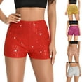thumbnail image 7 of Douhoow Women Sequins Metallic Shorts High Waist Slim Fit Glitter Hot Shorts Clubwear, 7 of 7
