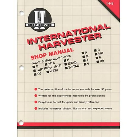 International Harvester: Super and Non-Series A, B, C, Mta, H, M, Md, Cub (Prior 1957), Mtad, 4, 6, D6, W6Ta, W6Tad, 9, D9