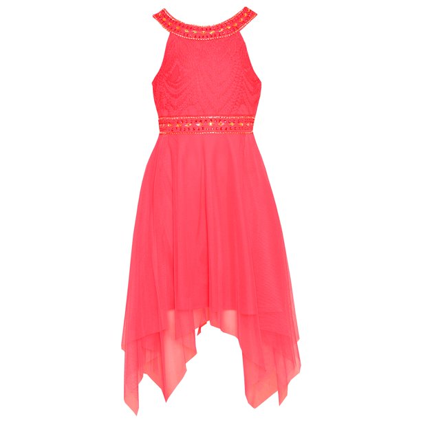Tween Diva Tween Diva Girls Coral Stone Encrusted Angled Hem Special
