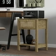 thumbnail image 4 of Surmoby 17.72"W Small Boho Nightstand Set of 2 with Rattan Drawer & Open Shelf, Coastal Farmhouse Bedside Table for Bedroom,Cherry Oak, 4 of 10