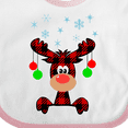 thumbnail image 4 of Inktastic Cute Flannel Reindeer with Christmas Bulbs and Snowflakes Boys or Girls Baby Bib, 4 of 4