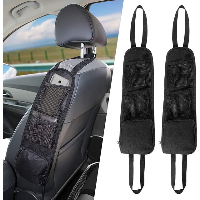 Organizador de asiento lateral de 2 piezas, bolsa de almacenamiento multifuncional para coche, organizador de asiento de coche, organizador de asiento trasero